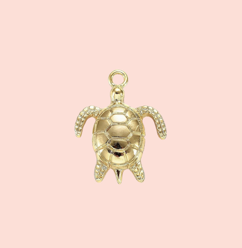 18K Gold Plated Large Turtle Charm