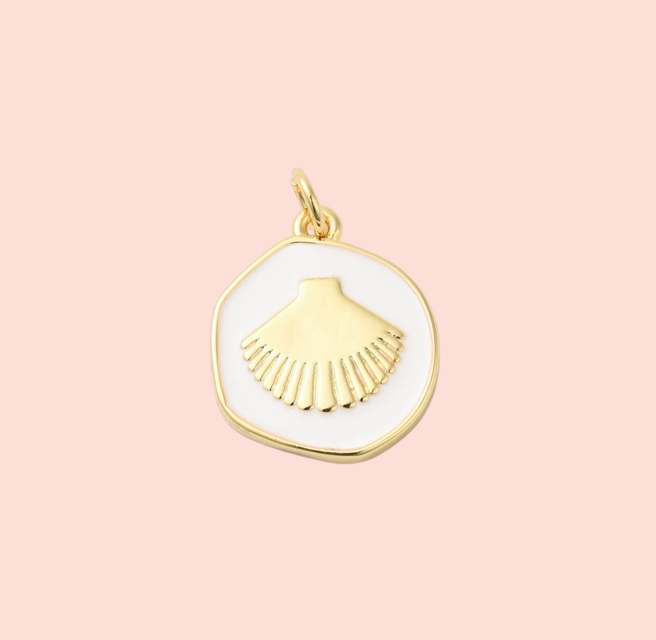 18K Gold Plated Scallop Disc Charm