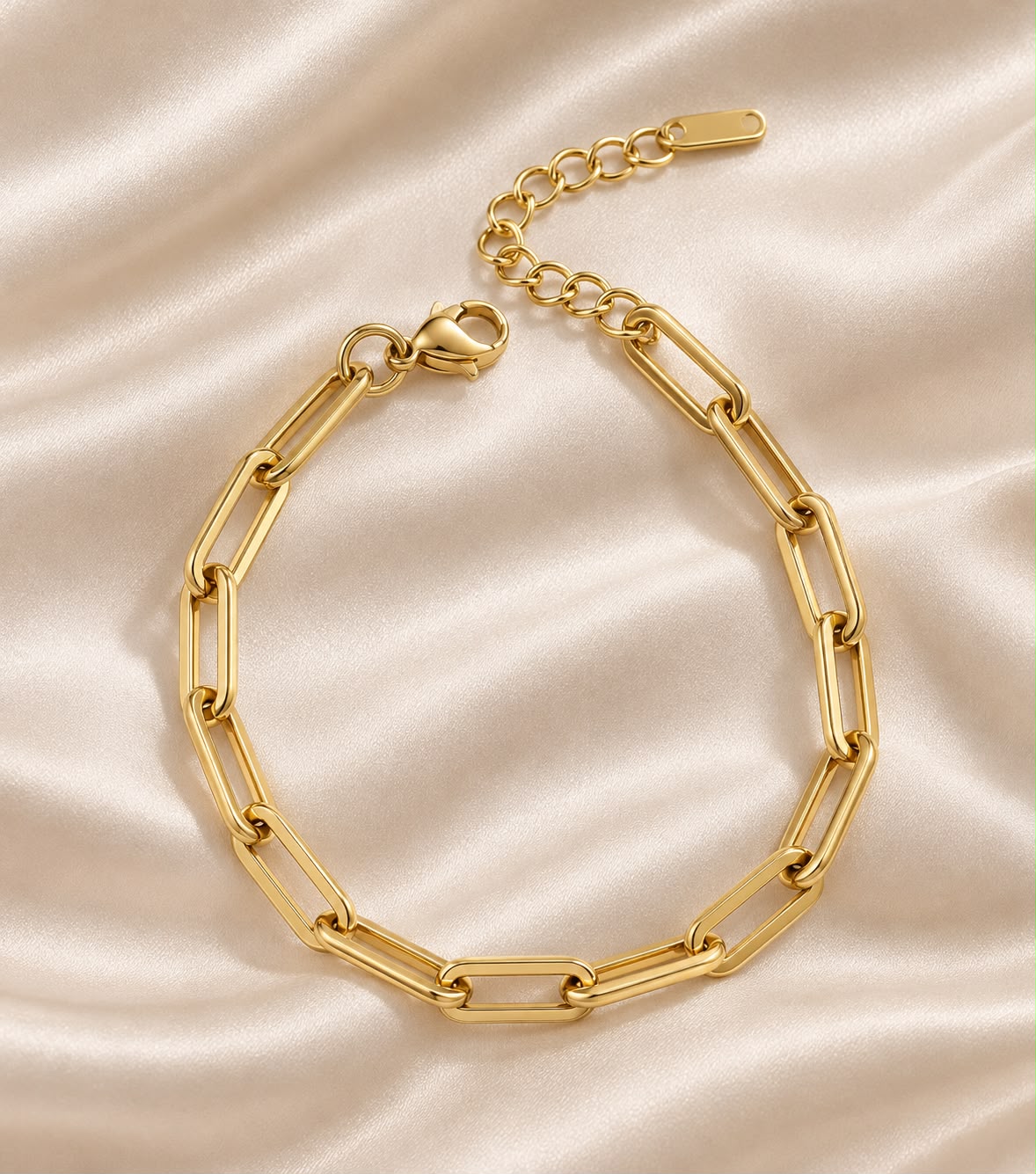 18K Gold Plated Paperclip Chain Bracelet waterproof PVD coated