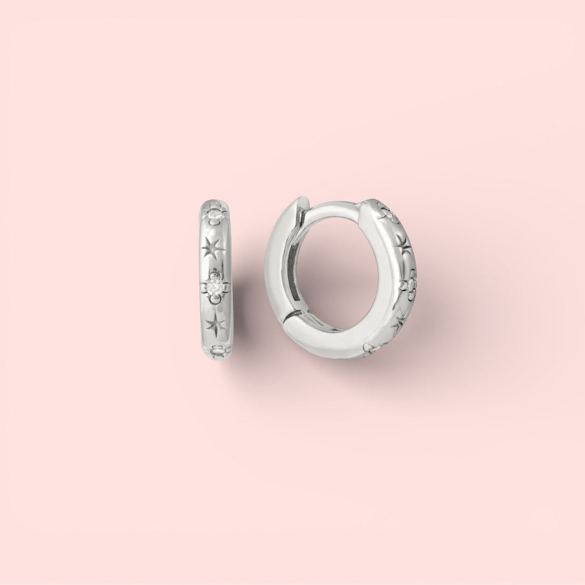 925 Sterling Silver 11mm Celestial Hoop Earrings