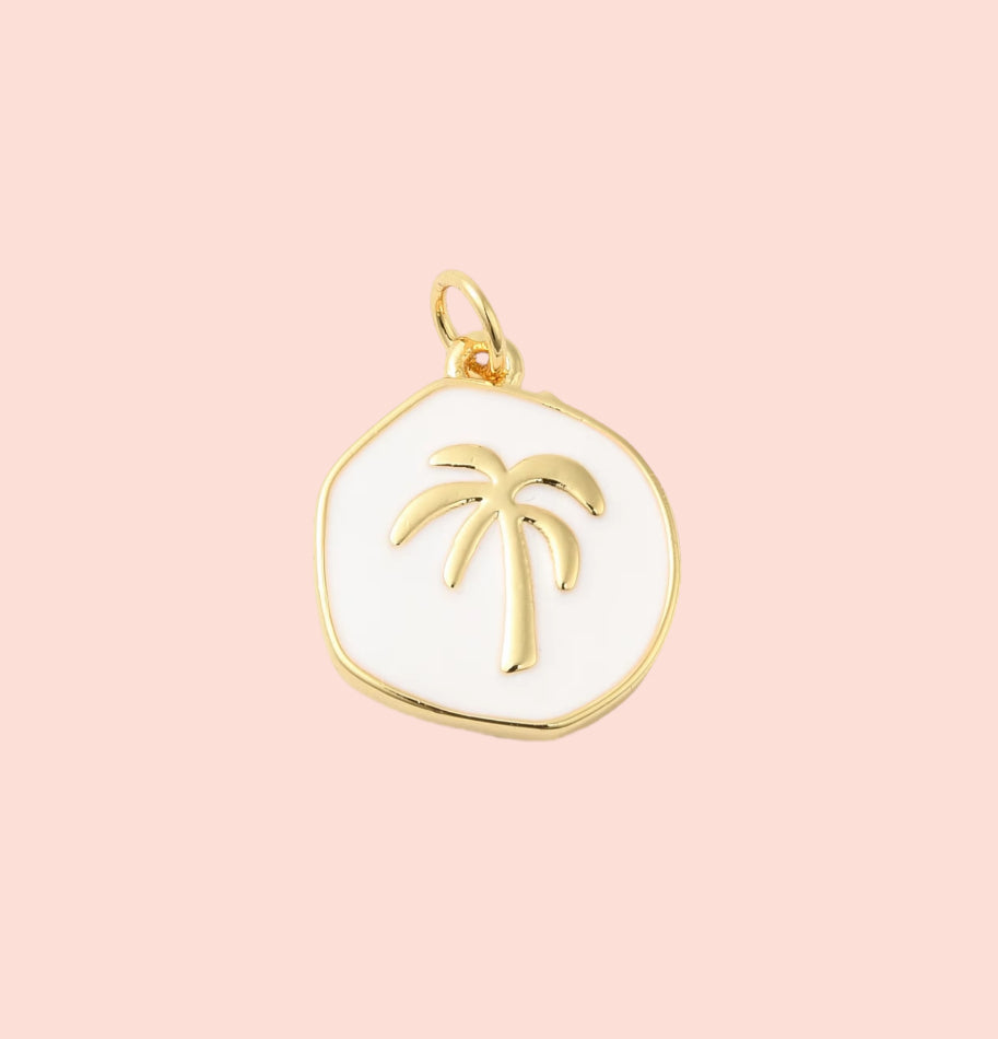 18K Gold Plated Palm Tree Disc Charm