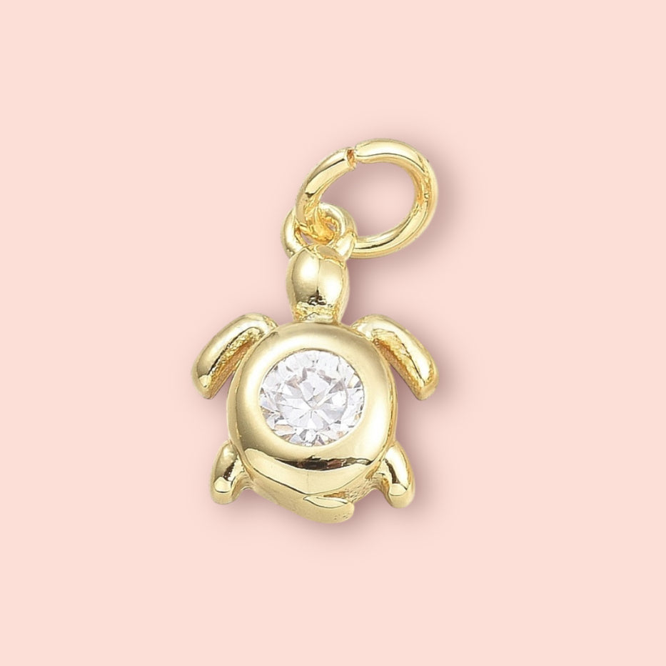 18K Gold Plated Turtle Gem Charm