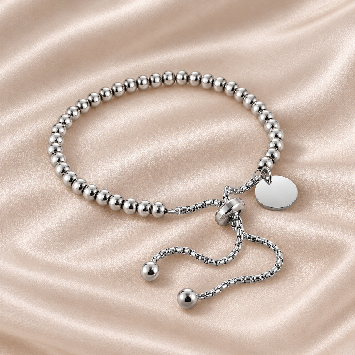 Stainless Steel Beaded Bracelet Waterproof PVD coated