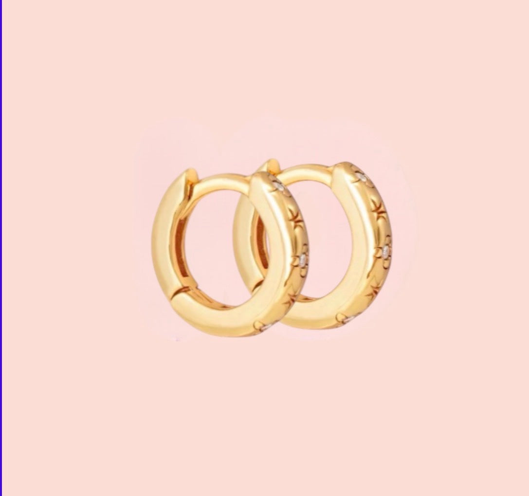 18K Gold Plated 11mm Gold Celestial Hoop Earrings