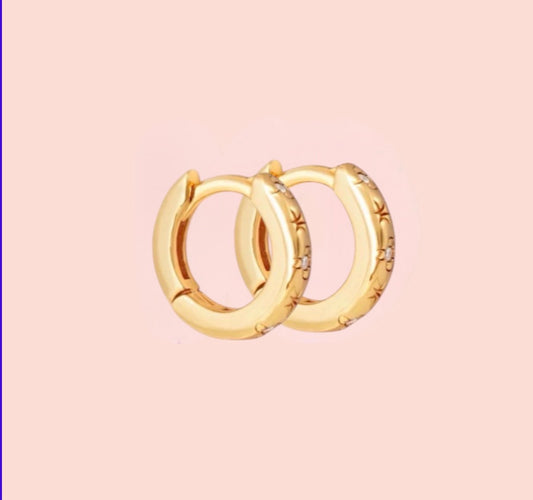 18K Gold Plated 11mm Gold Celestial Hoop Earrings