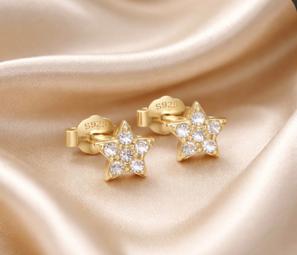 18K gold plated Sparkle Star stud earrings