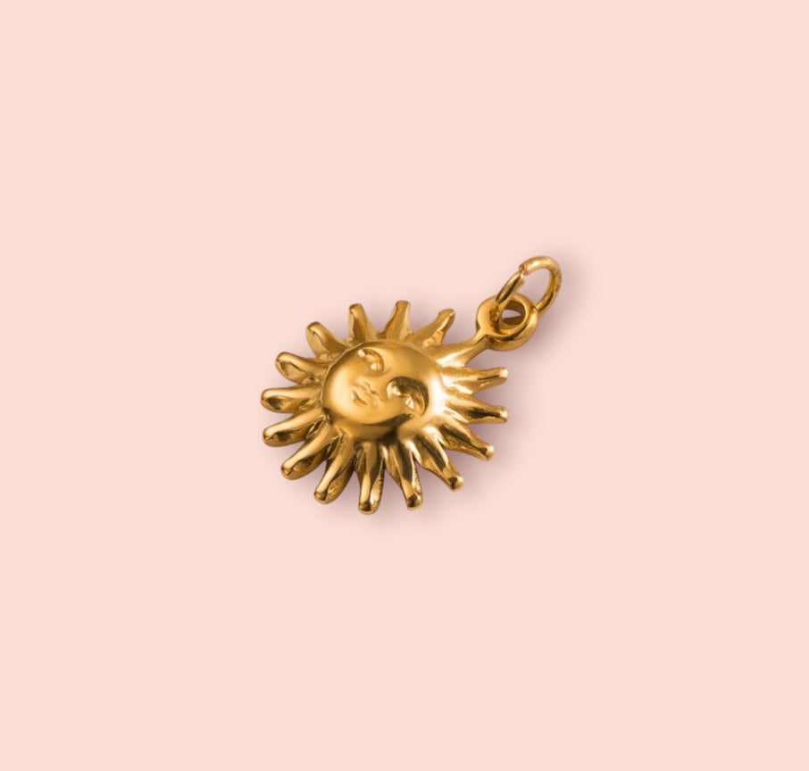 18K Gold Plated Sun face zodiac Charm