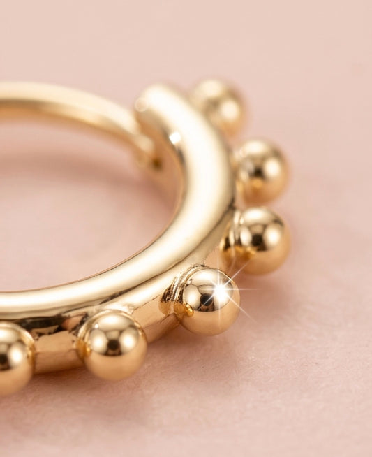 18K Gold Plated Beaded Hoop Huggie Earrings