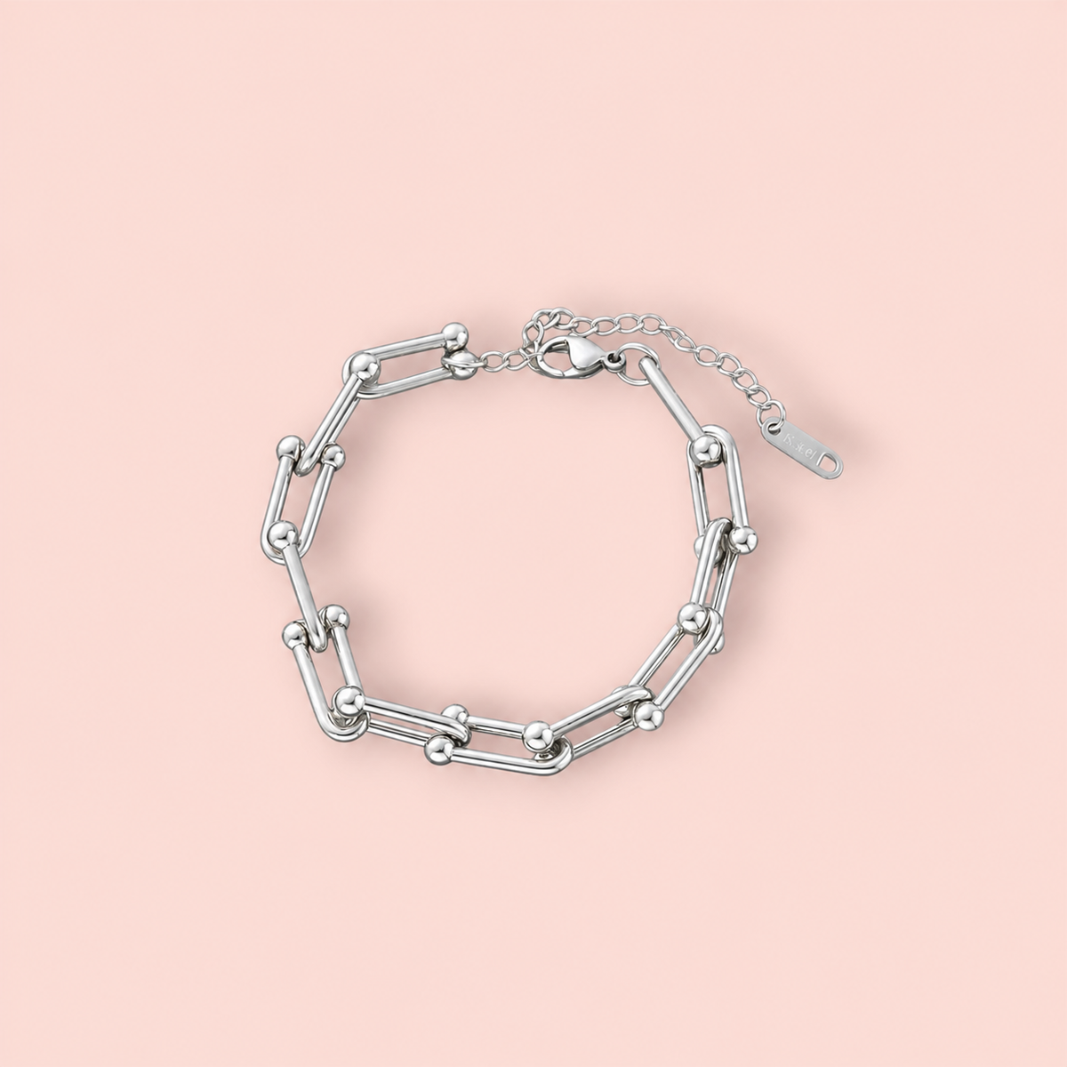 Silver Link Hardware Paperclip Chain Bracelet PVD coated waterproof