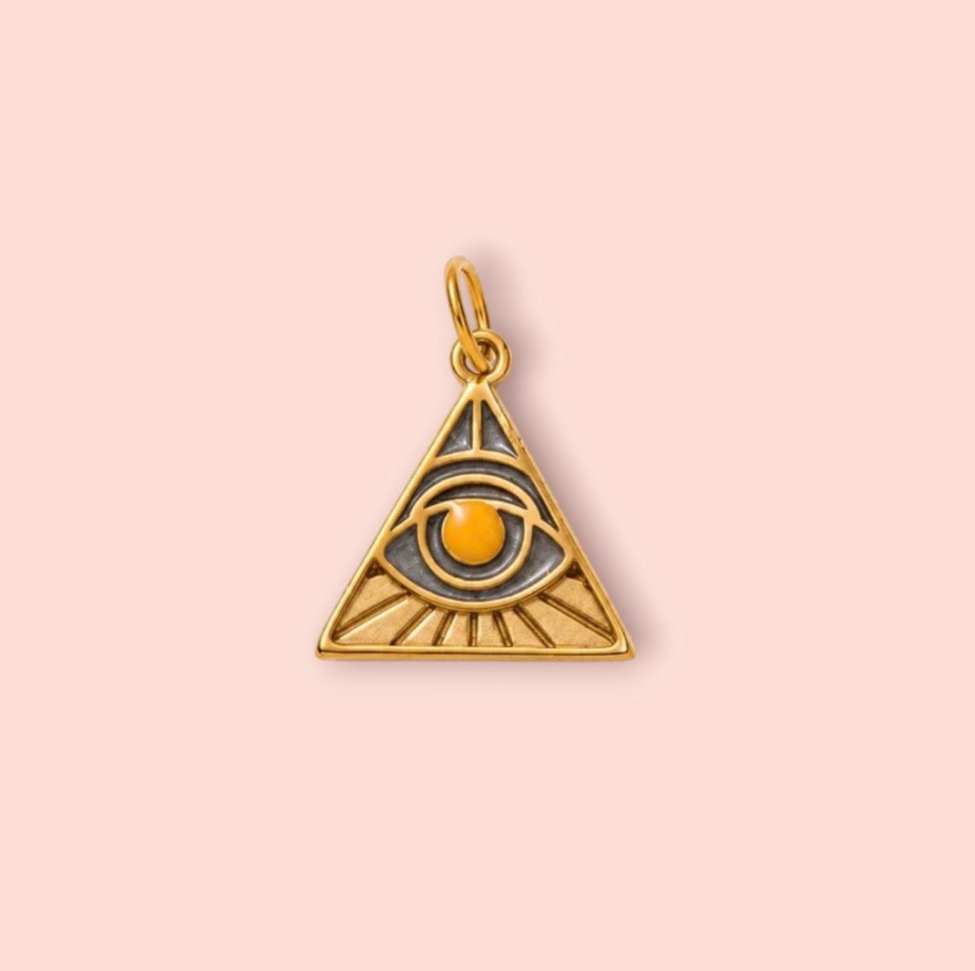 18K Gold Plated Triangle Eye Stone Charm