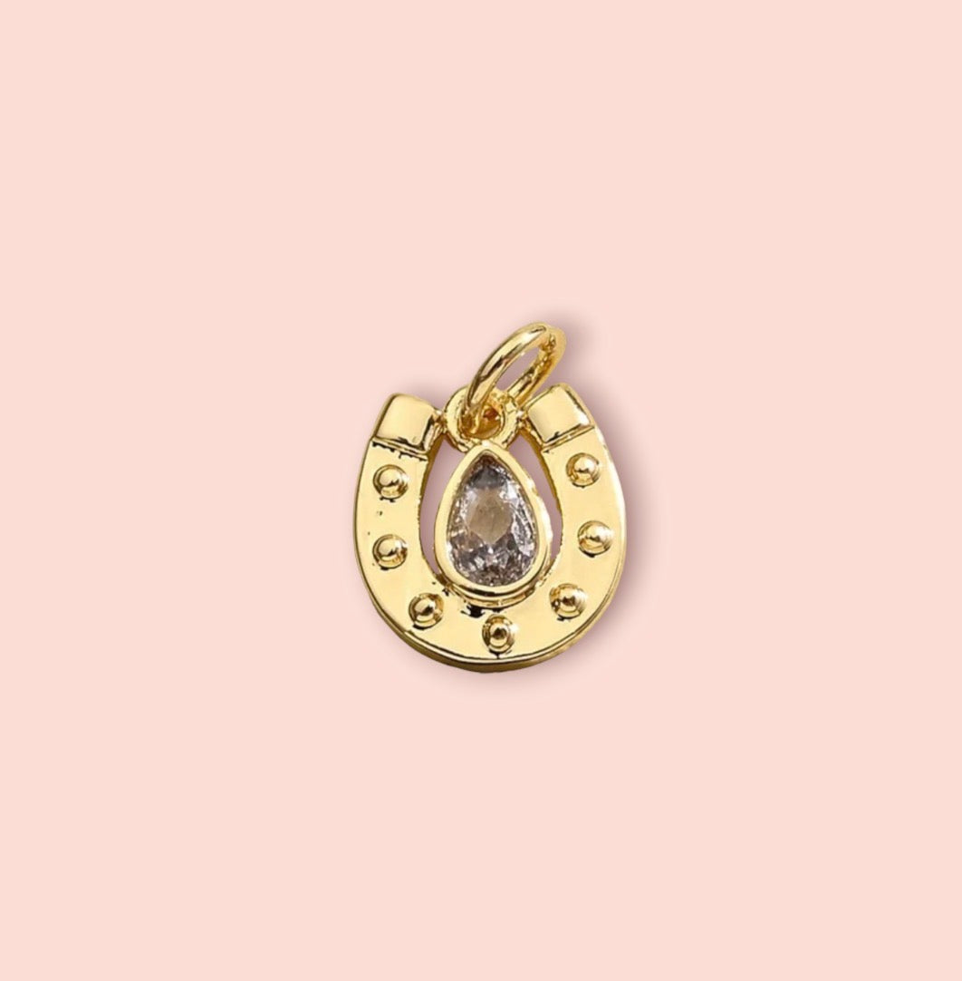 18K Gold Plated Horseshoe Gem Charm