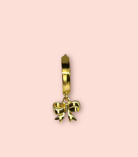 18K Gold Plated Bow Huggies Hoop Earrings