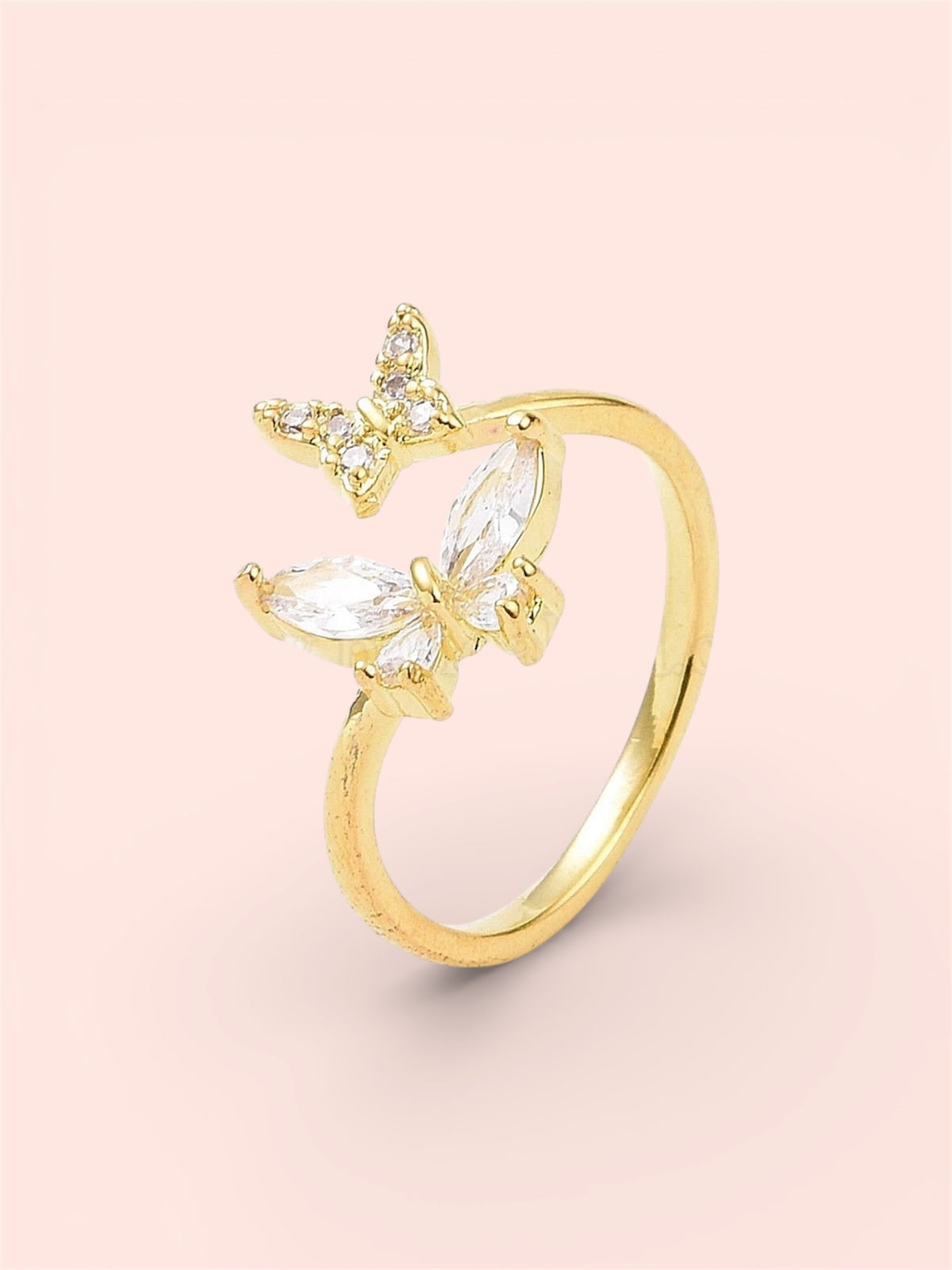 18K Gold Plated Silver Sparkle Butterfly adjustable ring!