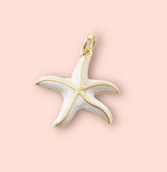 18K Gold Plated White Starfish Charm