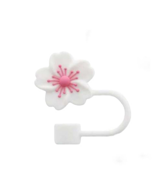 Pink & White Hibiscus Straw Topper