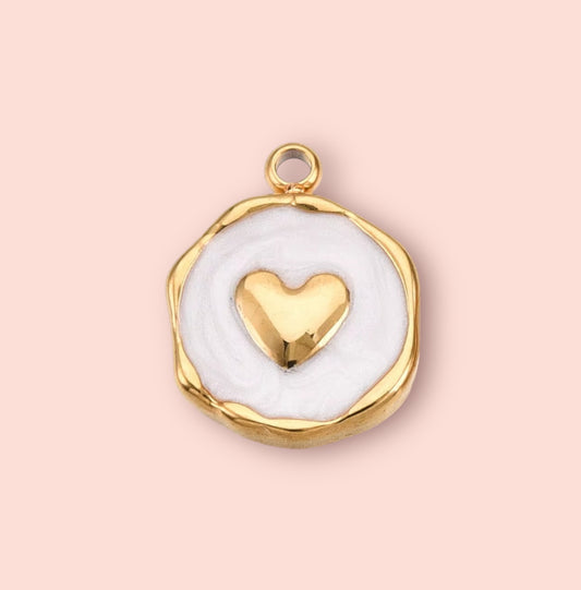 18K Gold Plated White Heart Charm