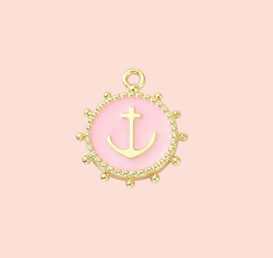 18K Gold Plated Pink Anchor Charm