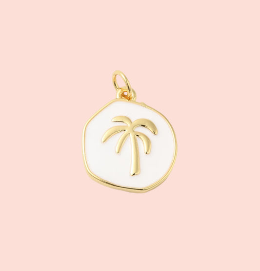 18K Gold Plated Palm Tree Disc Charm
