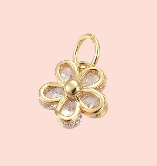 18K Gold Plated Flower Gem Charm
