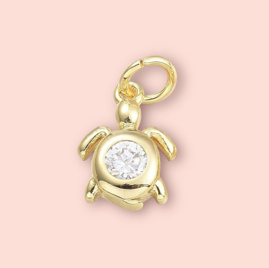 18K Gold Plated Turtle Gem Charm