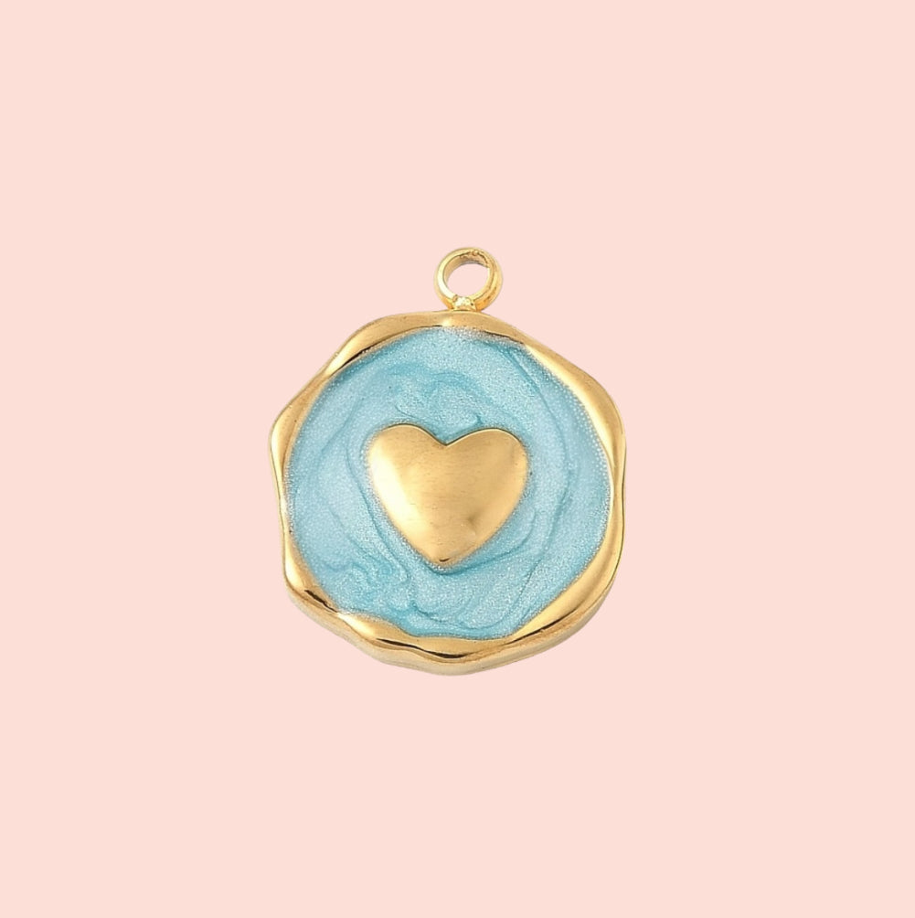 18K Gold Plated Blue Heart Charm