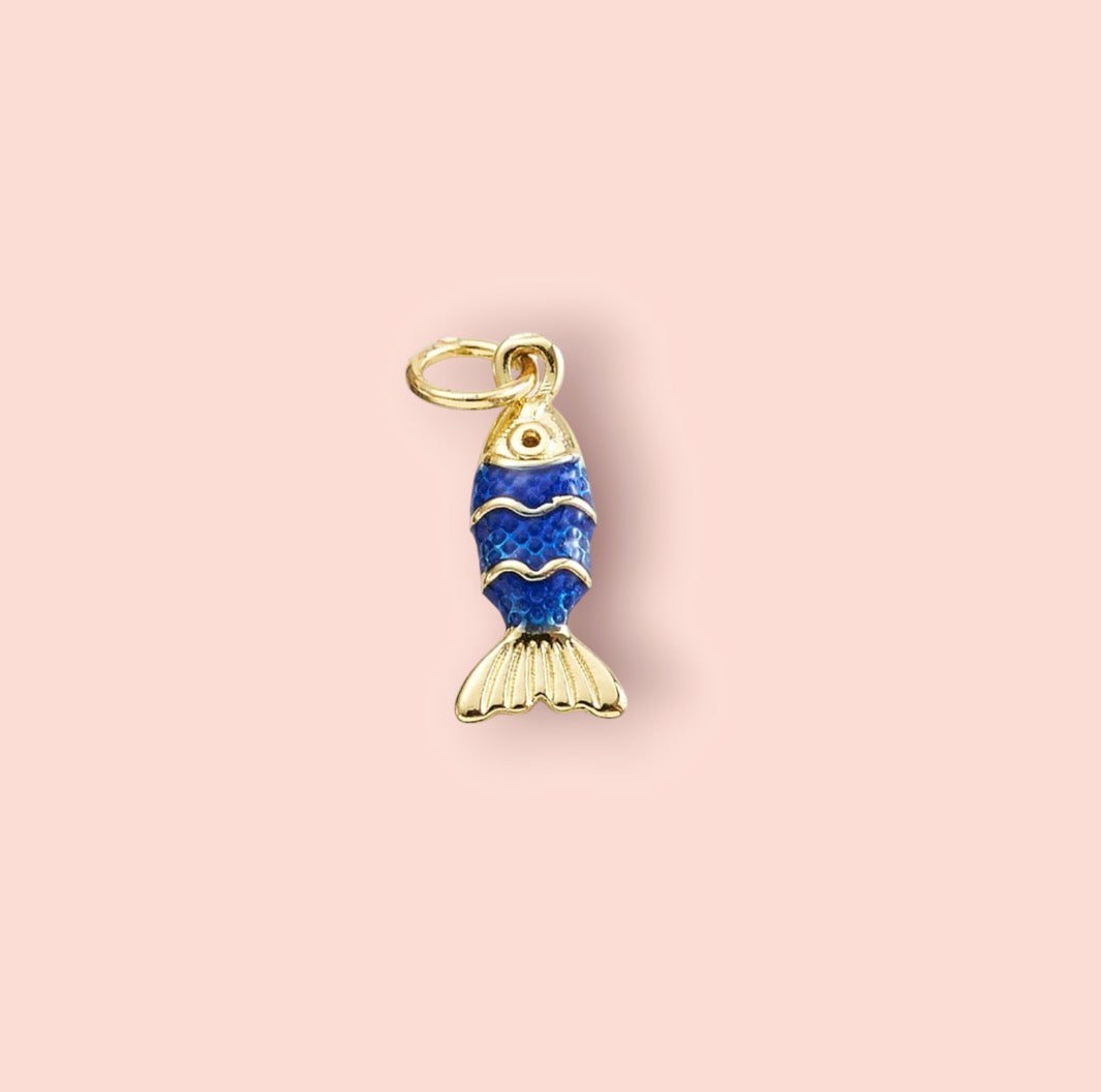 18K Gold Plated blue fish charm