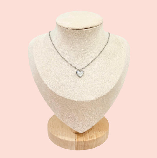 White Quartz Heart 925 Silver plated Chain Necklace Wedding jewellery