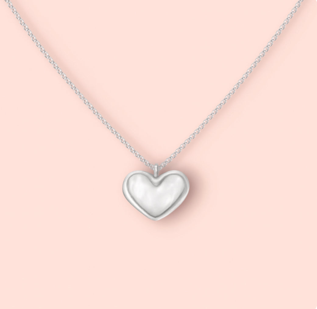 Jewellery Set - White Quartz Heart 925 Sterling Silver plated Chain Necklace & matching Huggie hoop earrings - Wedding jewellery