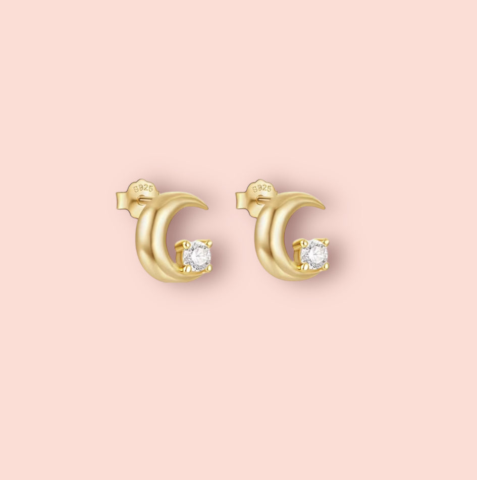 18K gold plated Moonlight Gem stud earrings