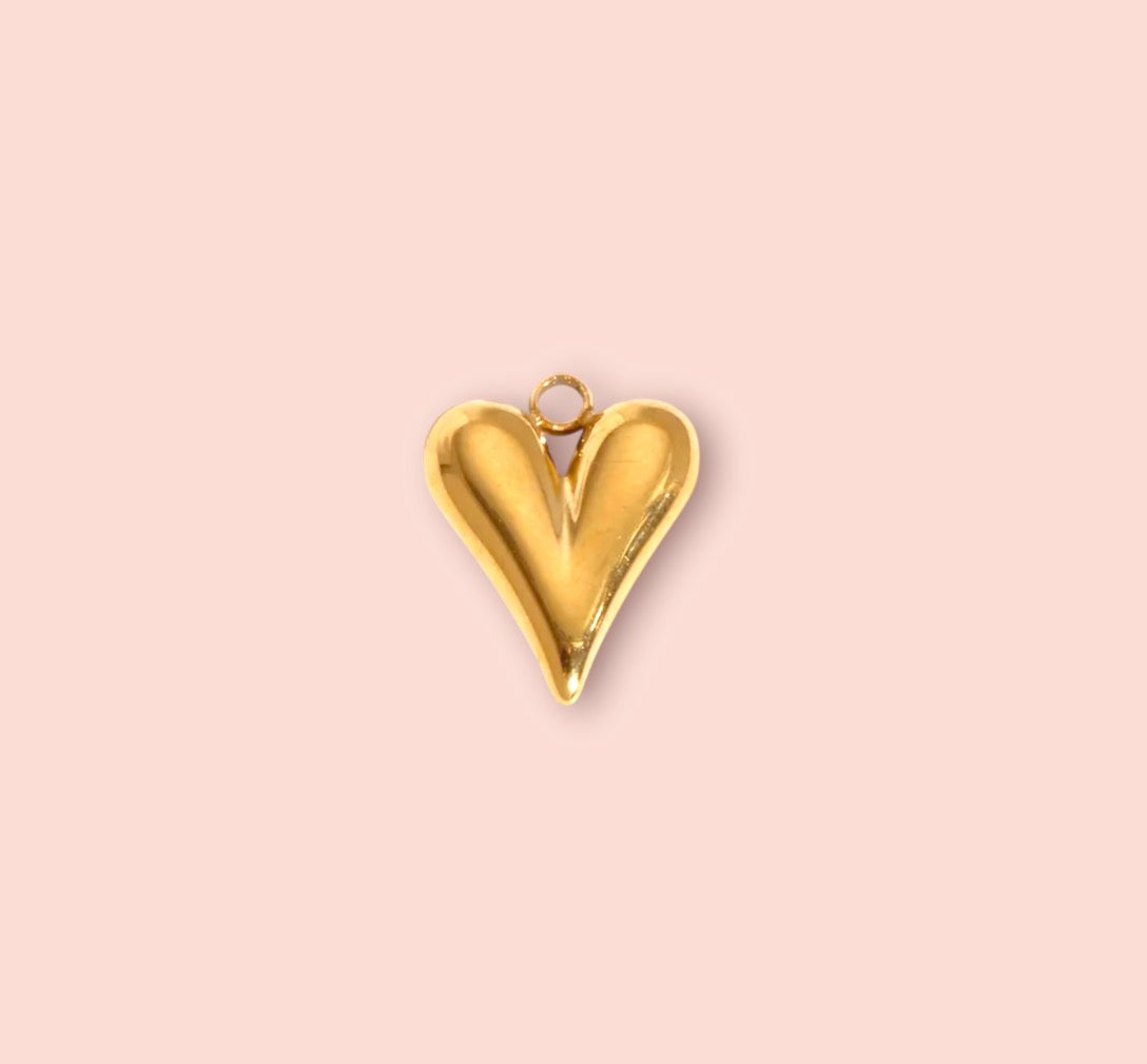 18K Gold Plated Solid Heart Charm