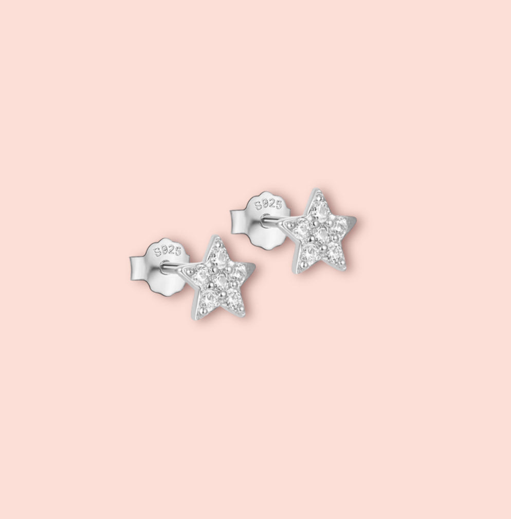 925 Sterling Silver Sparkle Star stud earrings
