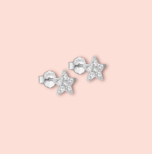 925 Sterling Silver Sparkle Star stud earrings