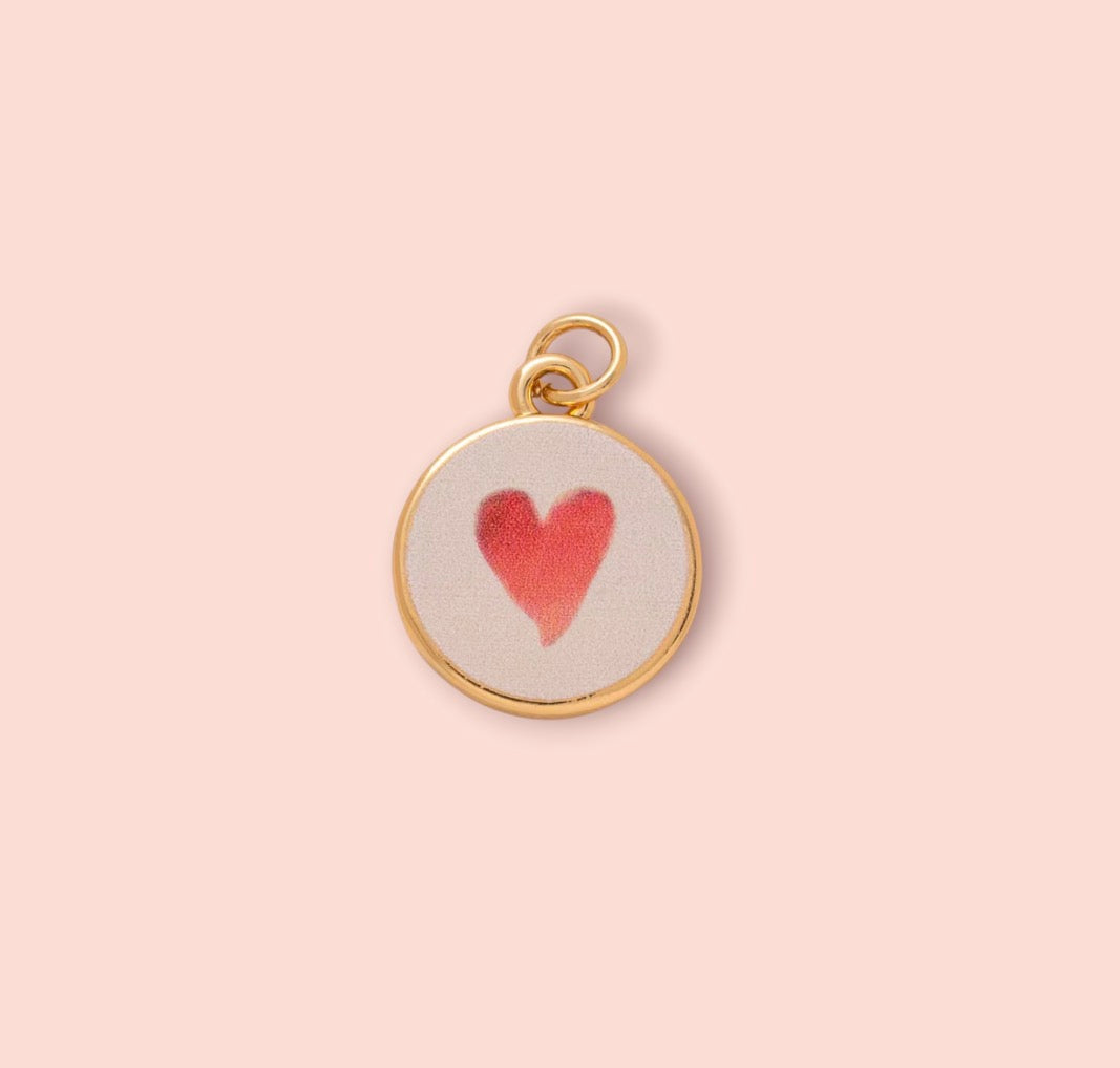 Pink Heart Hand painted Charm