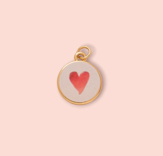 Pink Heart Hand painted Charm