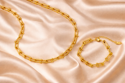 18K Gold Plated Link Hardware Paperclip Chain Necklace PVD coated waterproof