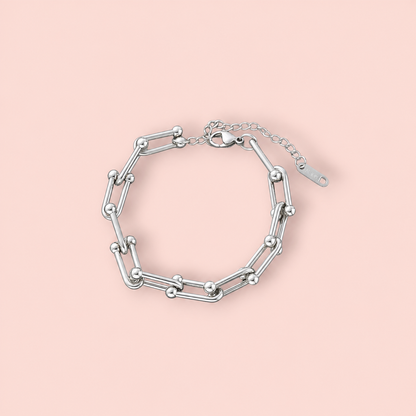 Silver Link Hardware Paperclip Chain Bracelet PVD coated waterproof