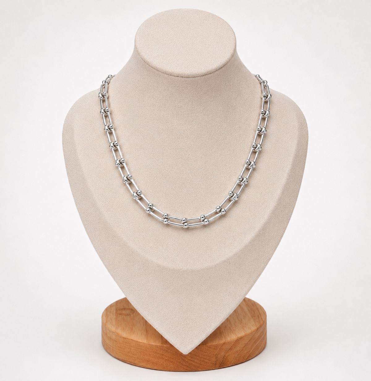 Silver Link Hardware Paperclip Chain Necklace PVD coated waterproof