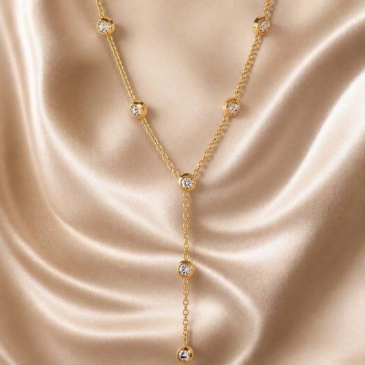 18K Gold Plated Gem Droplet Waterproof Necklace