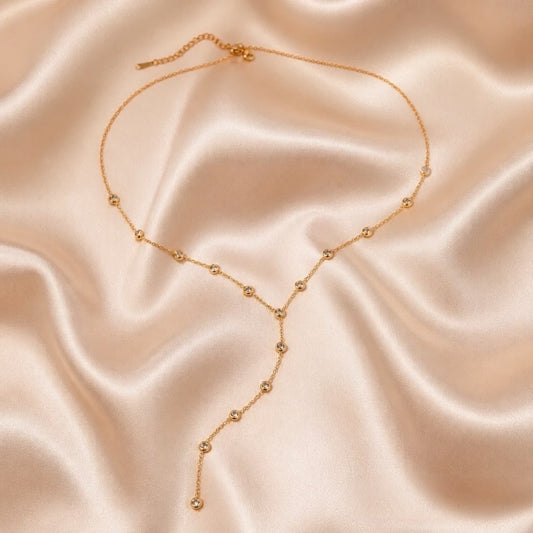 18K Gold Plated Gem Droplet Waterproof Necklace