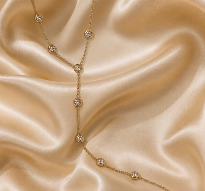 18K Gold Plated Gem Droplet Waterproof Necklace