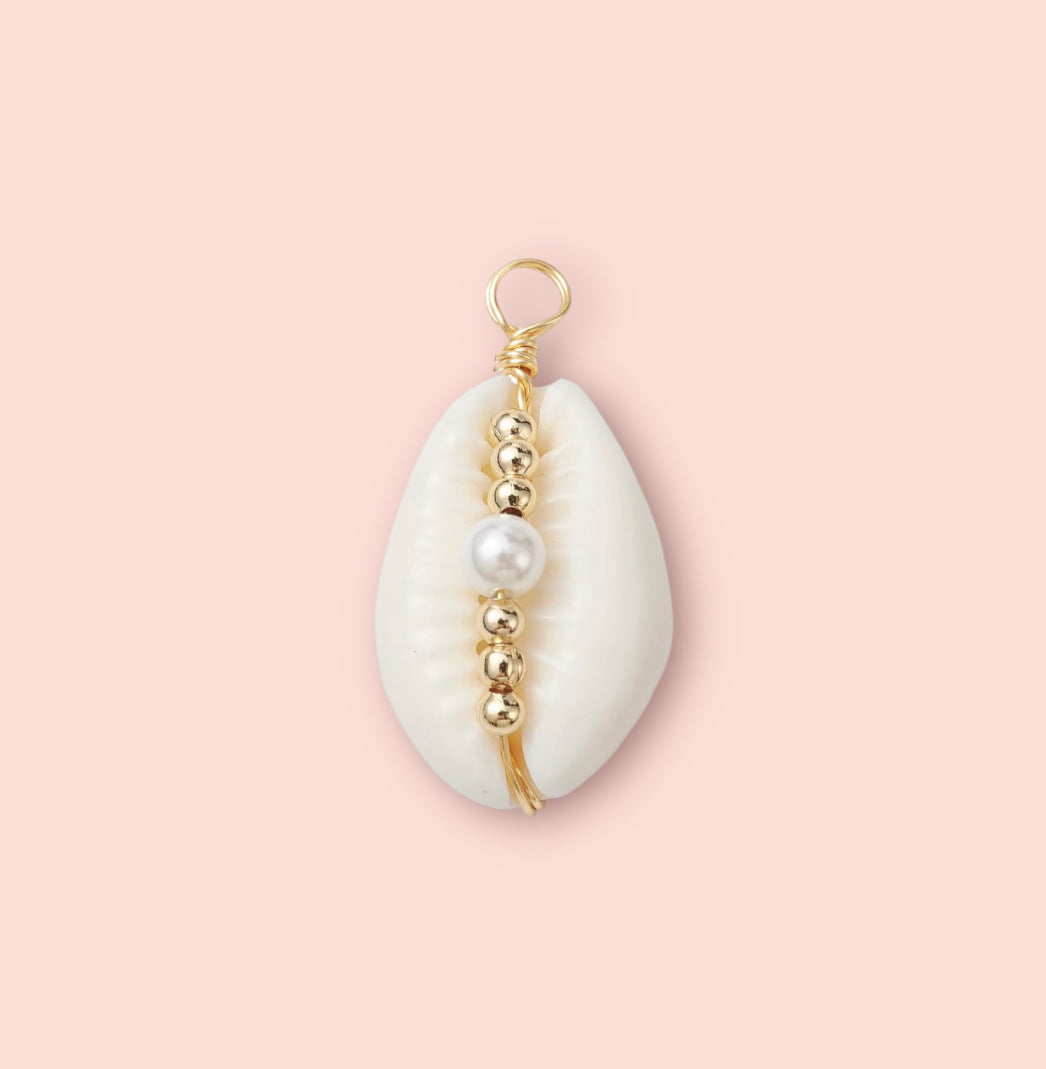 18K Gold Plated Pearl Cowrie Shell Charm