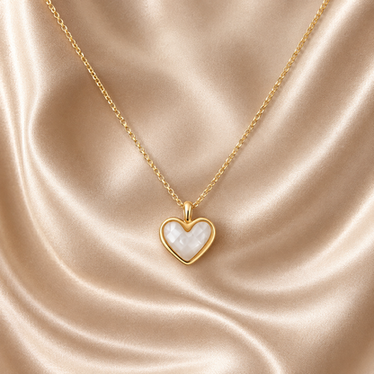 White Quartz Heart 18K Gold Plated Chain Necklace Wedding jewellery