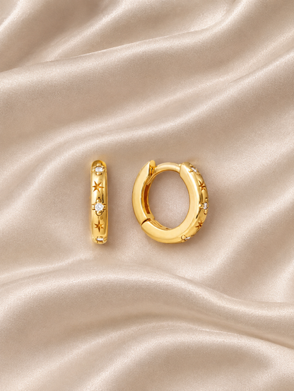 18K Gold Plated 11mm Gold Celestial Hoop Earrings