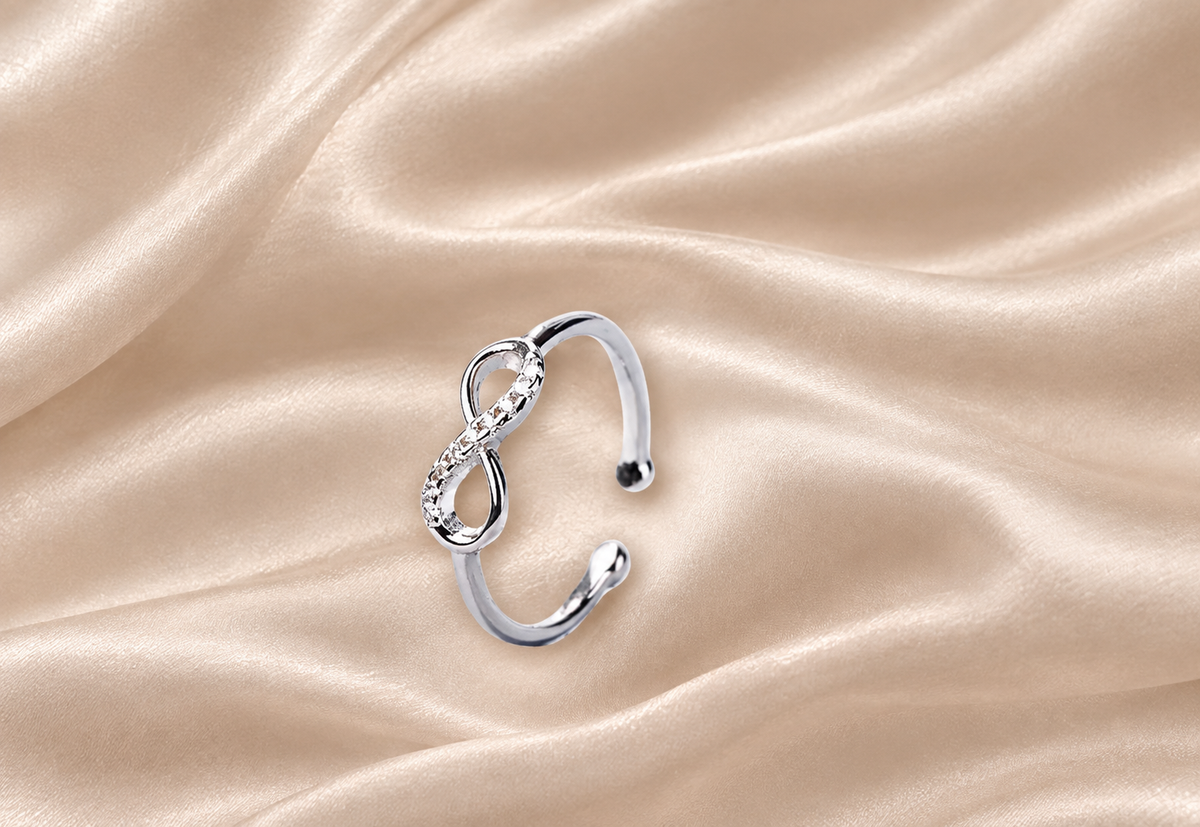 925 Sterling Silver Infinity Sparkle adjustable ring!