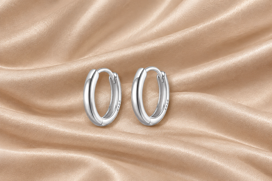 925 Sterling Silver 14mm Plain Hoop earrings