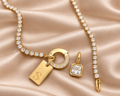 14K Gold Plated Personalised Tennis Gemstone Necklace Waterproof
