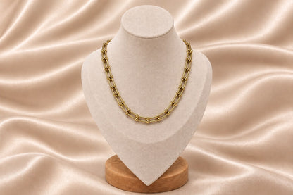 18K Gold Plated Link Hardware Paperclip Chain Necklace PVD coated waterproof