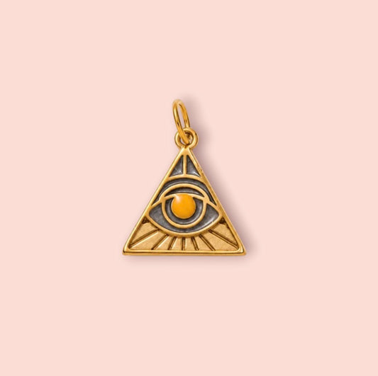 18K Gold Plated Triangle Eye Stone Charm