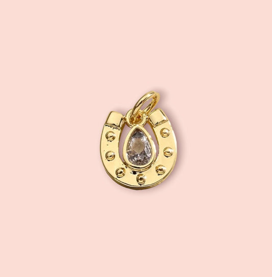 18K Gold Plated Horseshoe Gem Charm
