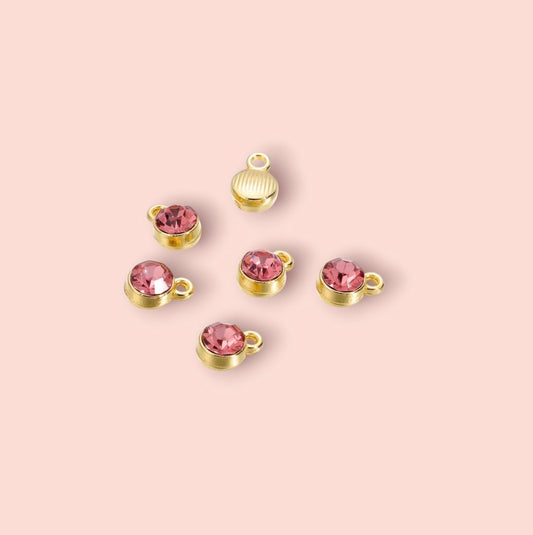 Pink crystal gem Birthstone June Charm